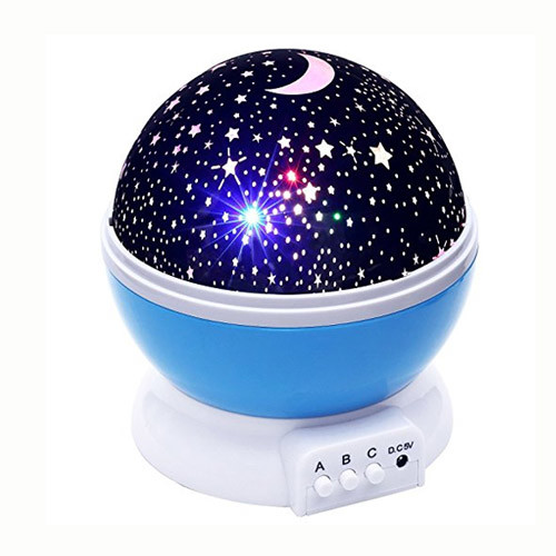 Lizber Baby Night Light Moon Star Projector 360 Degree Rotation - 4 LED Bulbs 9 Light Color Changing With USB Cable, Unique Gifts for Men Women Kids Best Baby Gifts Ever