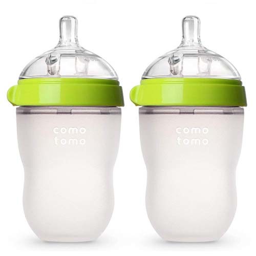 Comotomo Baby Bottle, Green, 8 Ounce, 2 Count