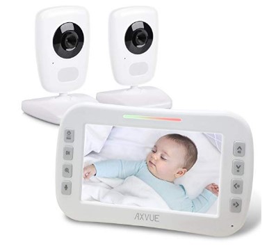 AXVUE E632 Video Baby Monitor with Two Cameras and 5“ LCD, Night Vision, Temperature Detection, 2-Way Talk, VOX, Sound Lights, Power Saving On/Off, Expandable Cam